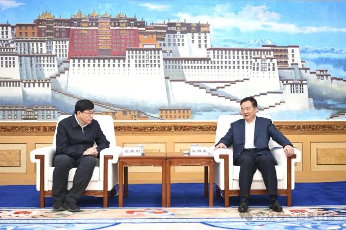 西藏自治區(qū)黨委書記王君正與國家電網(wǎng)公司董事長、黨組書記張智剛座談